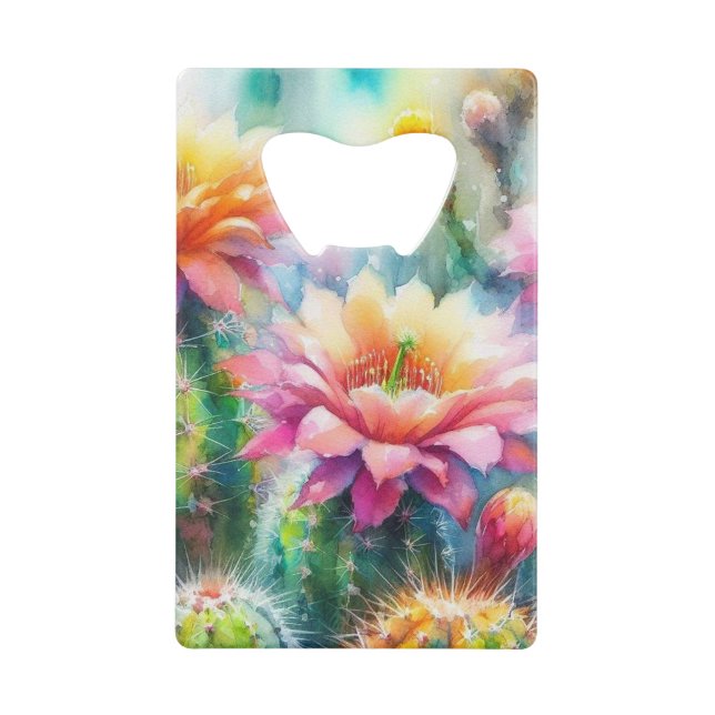 Watercolor Flowering Succulent Cacti (Front)