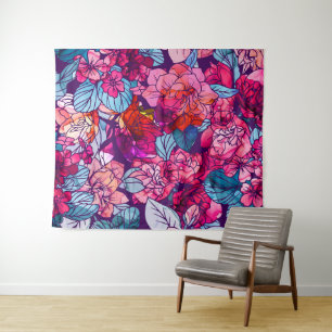 Watercolor Flowers 16 Tapestry