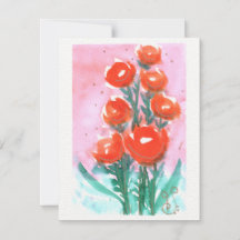 Watercolor Flowers-1 (4.25”x5.5”)  Flat Note Card
