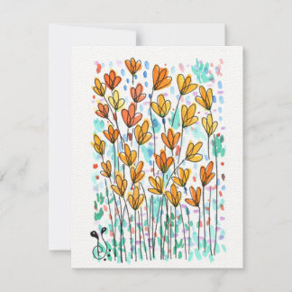 Watercolor Flowers-3 (4.25”x5.5”)  Flat Note Card