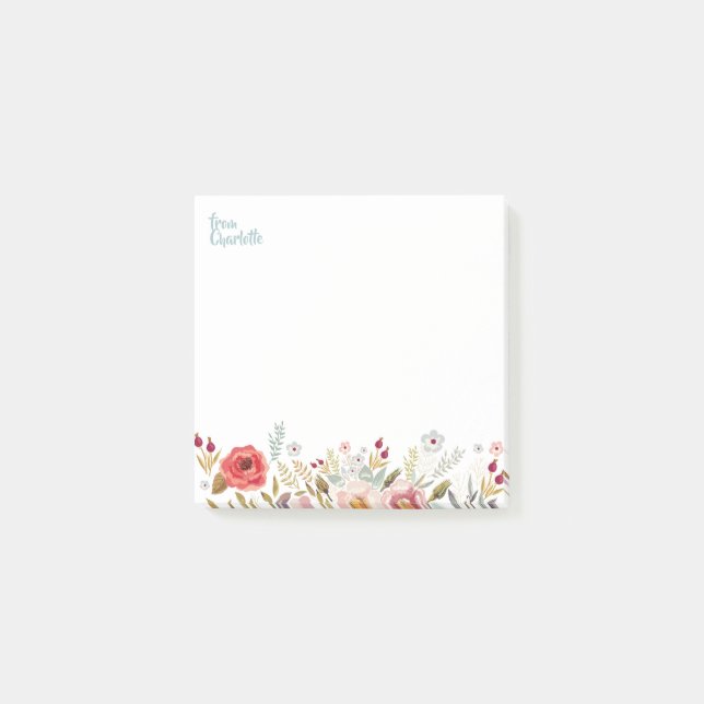 Watercolor Flowers 3 x 3 Sticky Notes (Front)