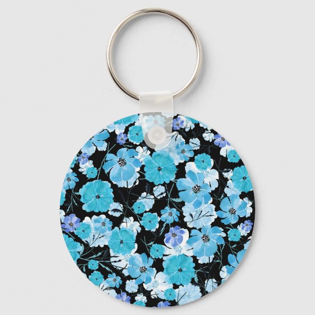 Watercolor Flowers: A Delicate Tapestry Key Ring (Front)