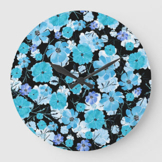 Watercolor Flowers: A Delicate Tapestry Large Clock