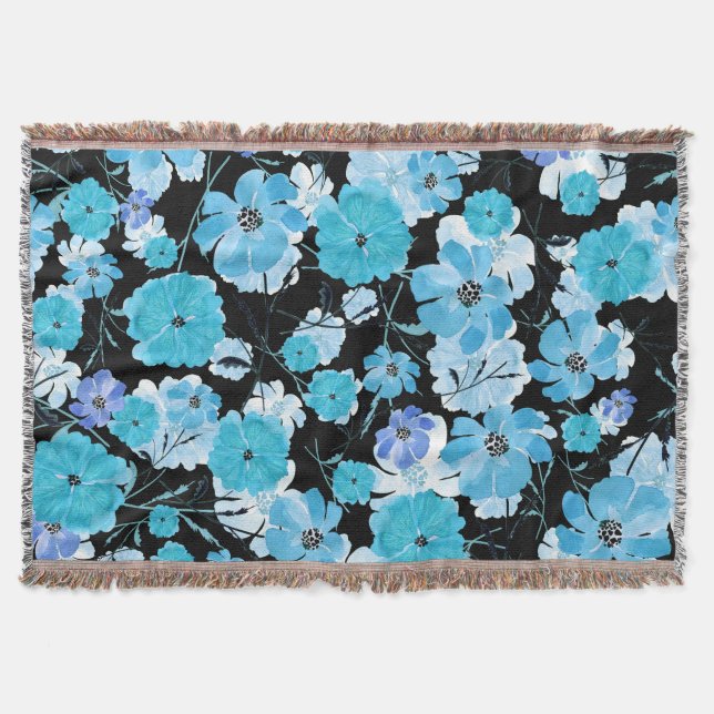 Watercolor Flowers: A Delicate Tapestry Throw Blanket (Front)