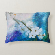Watercolor Flowers Accent Pillow