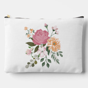 Watercolor flowers accessory pouch