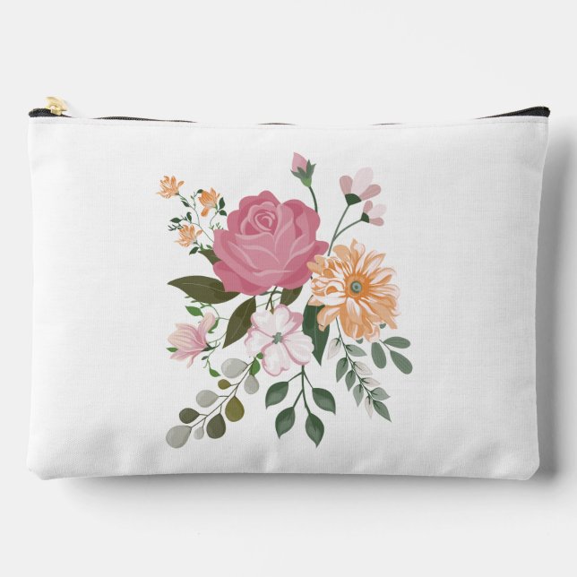 Watercolor flowers accessory pouch (Front)