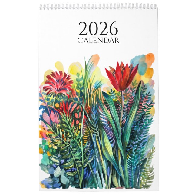 Watercolor flowers and animals Calendar (Cover)