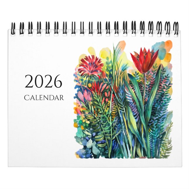 Watercolor flowers and animals Calendar (Cover)