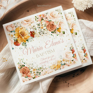 Watercolor Flowers and gold religious napkins