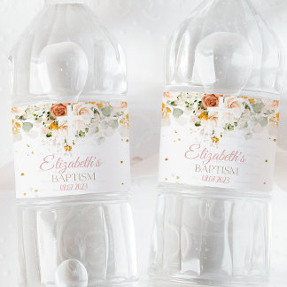 Watercolor Flowers and gold religious Water labels