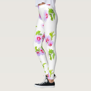 Watercolor Flowers And Leaves Leggings