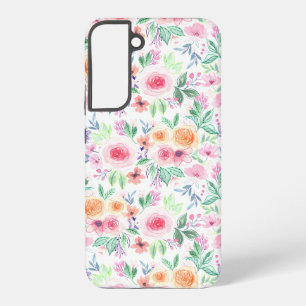 Watercolor flowers and leaves samsung galaxy case