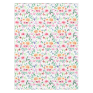 Watercolor flowers and leaves tablecloth