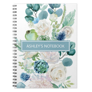 Watercolor Flowers And Twigs Notebook