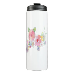 Watercolor Flowers Art Thermal Tumbler