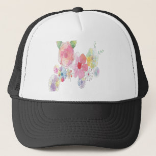 Watercolor Flowers Art Trucker Hat
