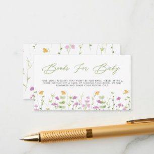 Watercolor Flowers Baby Shower Books For Baby Enclosure Card