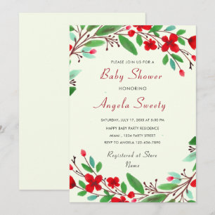 Watercolor Flowers Baby Shower Invitation