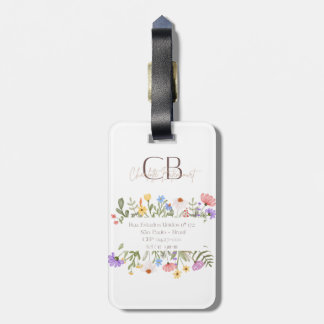Watercolor Flowers Baggage Label Luggage Tag