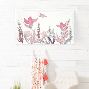 Watercolor flowers banner