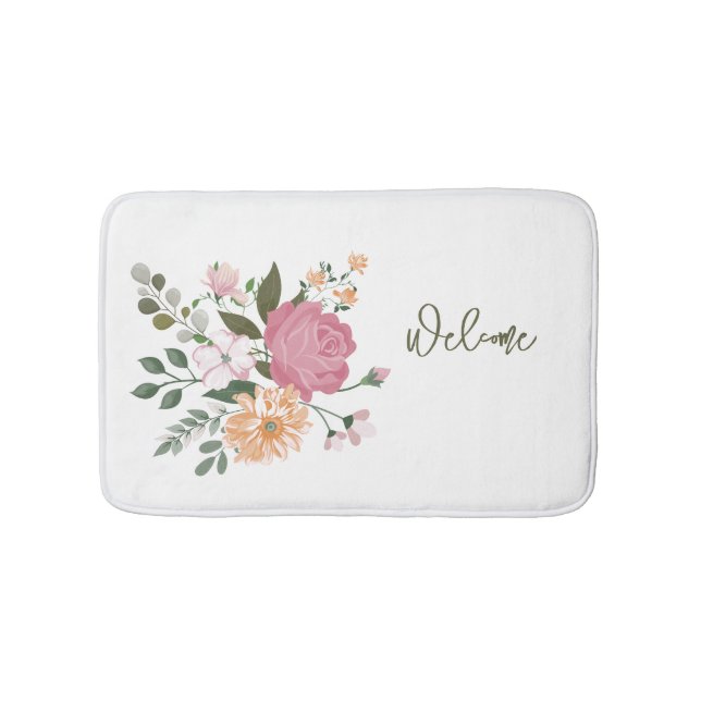 Watercolor flowers bath mat (Front)