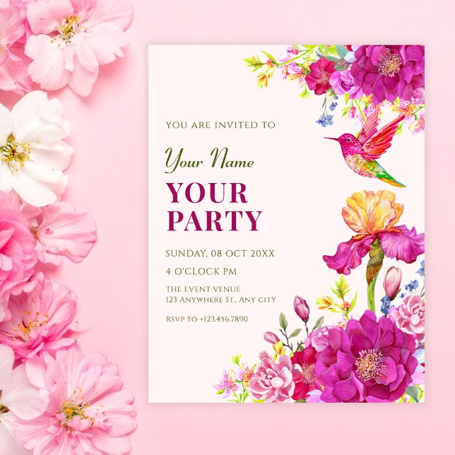 Watercolor flowers bird  invitation (Creator Uploaded)