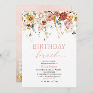 Watercolor Flowers Birthday brunch Baby Shower Invitation