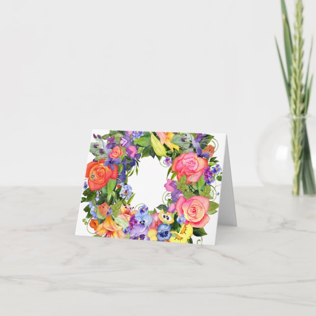 Watercolor Flowers Blank Notecard (Front)