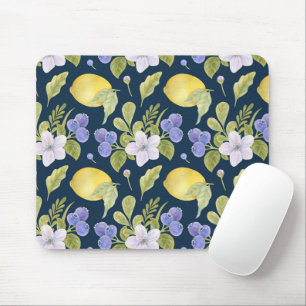 Watercolor Flowers, Blueberry and Sour Mouse Pad