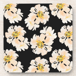 Watercolor Flowers blush peonies Coaster