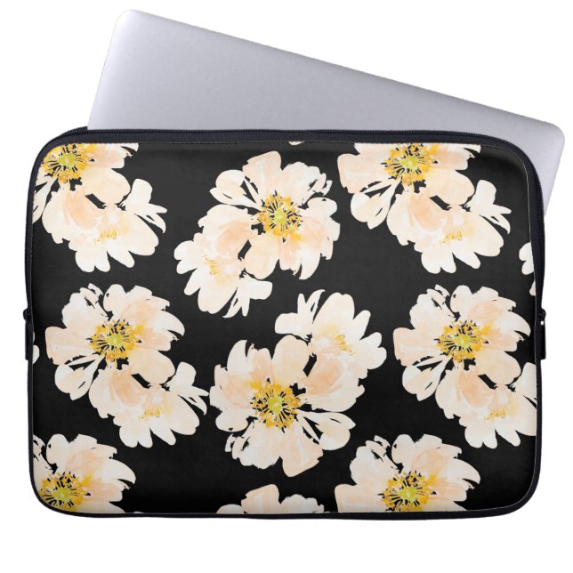 Watercolor Flowers blush peonies Laptop Sleeve (Front)
