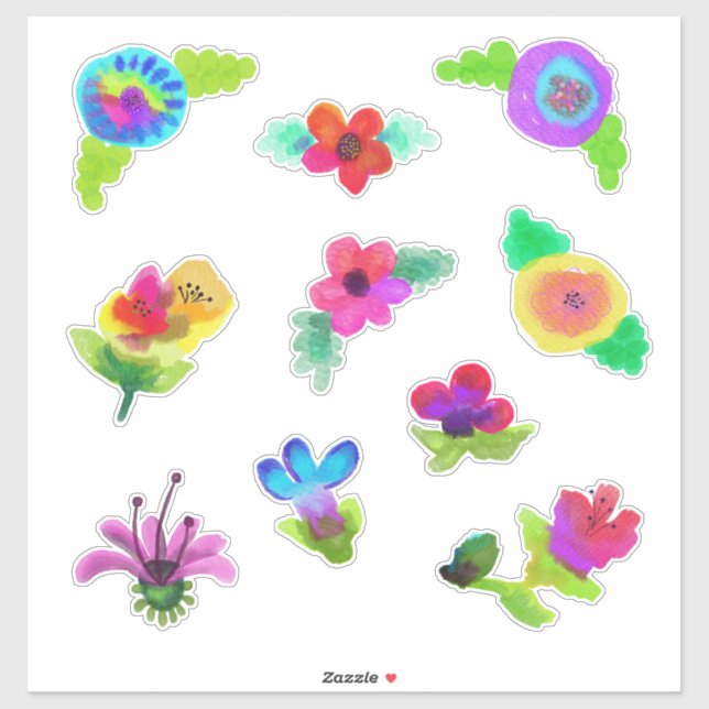 Watercolor Flowers Boho Style (Sheet)
