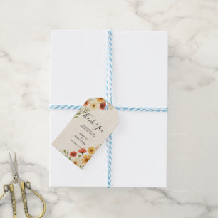 Watercolor flowers botanical wedding thank you gift tags
