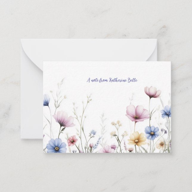 Watercolor Flowers Bottom Border Wildflowers Card (Front)
