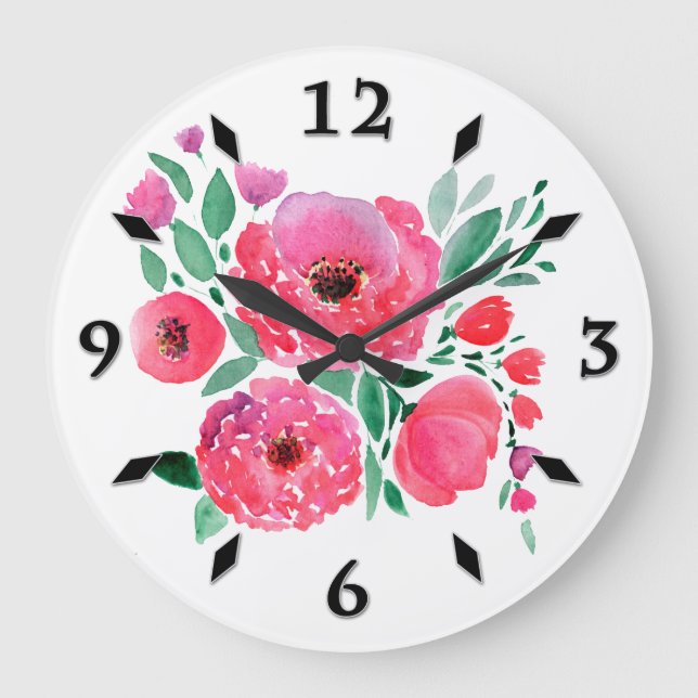 Watercolor flowers, bouquet 2. large clock (Front)