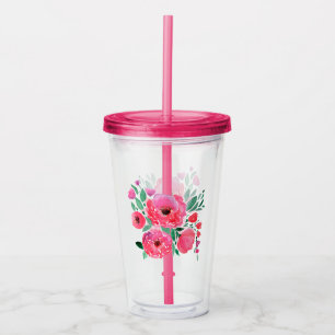 Watercolor, flowers, bouquet . acrylic tumbler