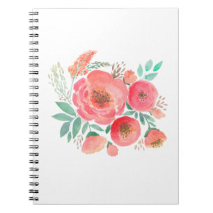 Watercolor flowers, bouquet . notebook