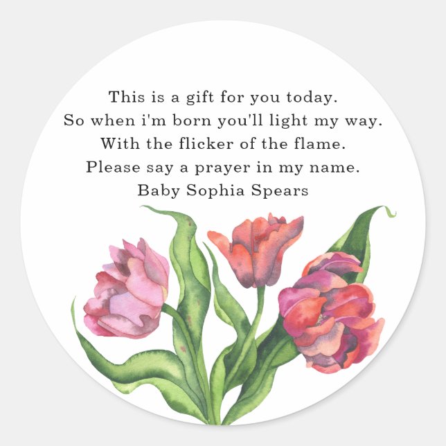 Watercolor flowers bouquet  - Prayer Candle Label (Front)