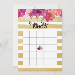 Watercolor Flowers Bridal Shower Bingo Card
