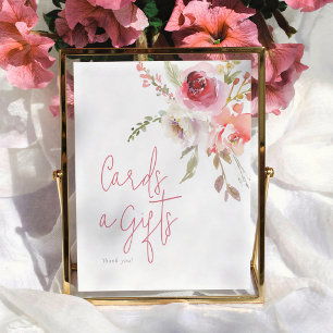 Watercolor Flowers Bridal Shower Cards & Gifts Poster