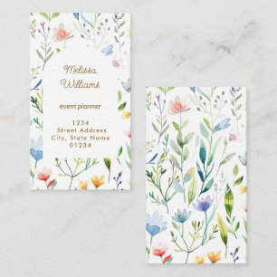 watercolor flowers business card