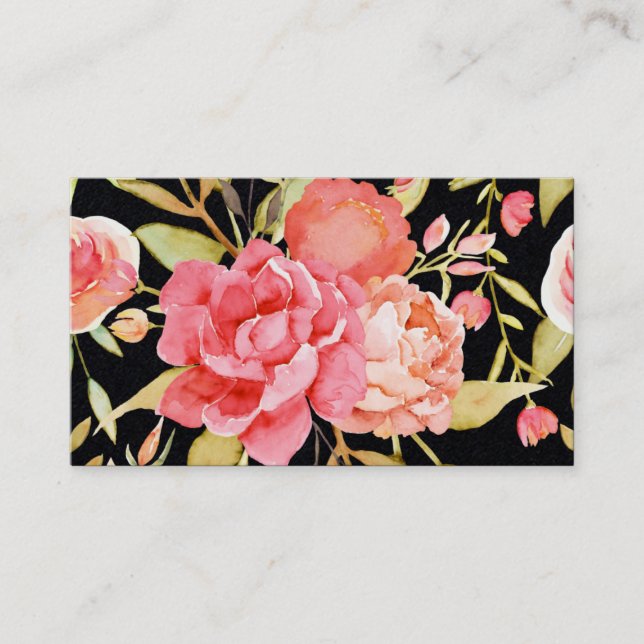 Watercolor Flowers Business Card (Front)