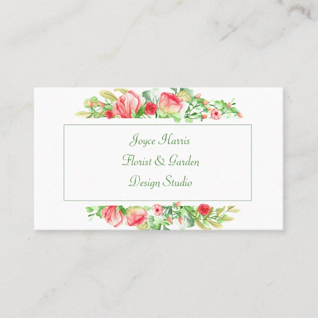 Watercolor Flowers Business Card (Front)