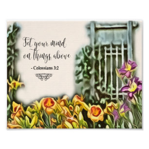 Watercolor Flowers Christian Bible Verse Art Print