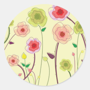 Watercolor Flowers Classic Round Sticker