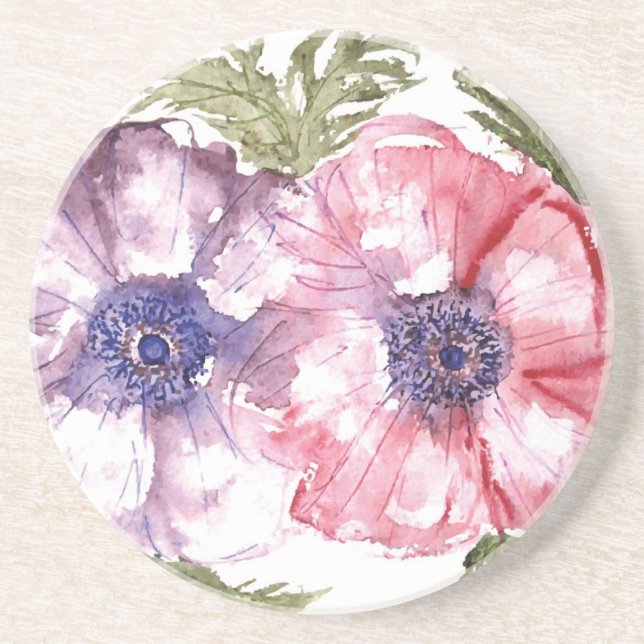 Watercolor flowers coaster (Front)