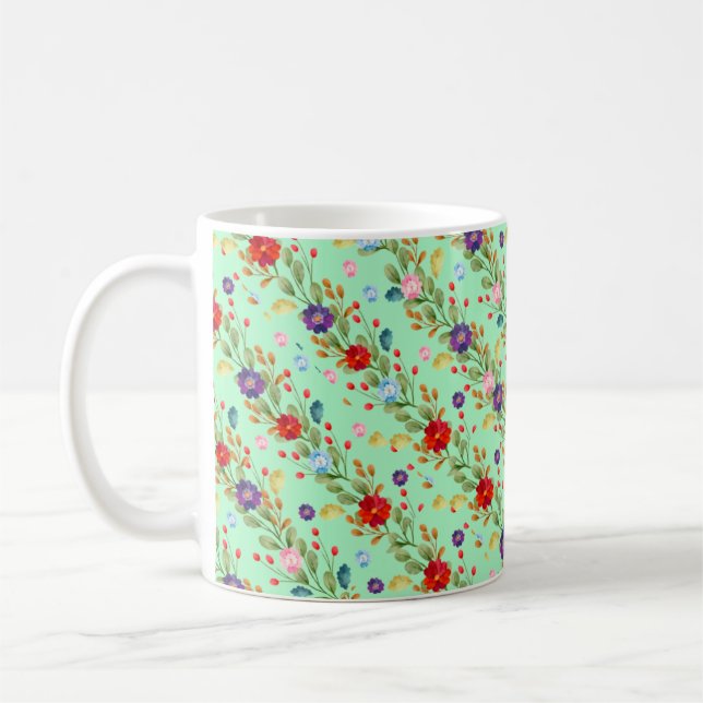 Watercolor Flowers Colourful Pattern-67488 Coffee Mug (Left)