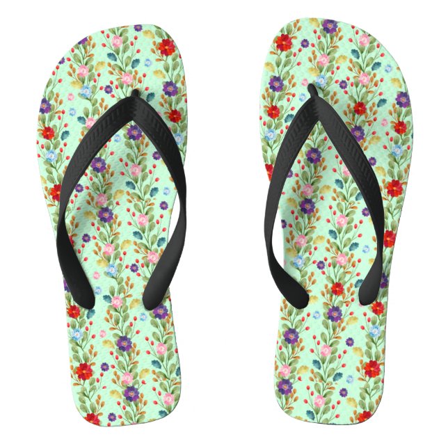 Watercolor Flowers Colourful Pattern-67488 Jandals (Footbed)
