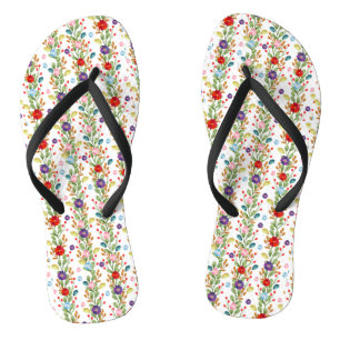 Watercolor Flowers Colourful Pattern-67488 Jandals